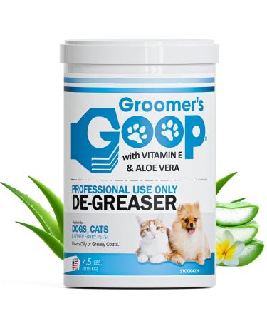 Groomer's GOOP Pet De-Greaser with Vitamin E and Aloe Vera - Degreaser Cream for Dogs, Puppy, Cat, and Kitten - Oil and Stain Remover for Pets Fur and Coat - 4.5 Pounds