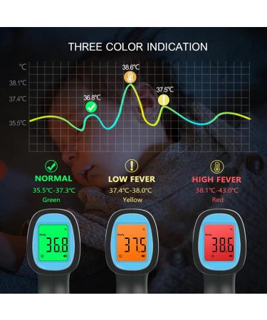 No Touch Forehead Thermometer for Adults and Children - Digital Infrared Body Thermometer for Kids - High Temperature Alarm - Instant Accurate Reading - Black - Buy Online on SooperMarket.com