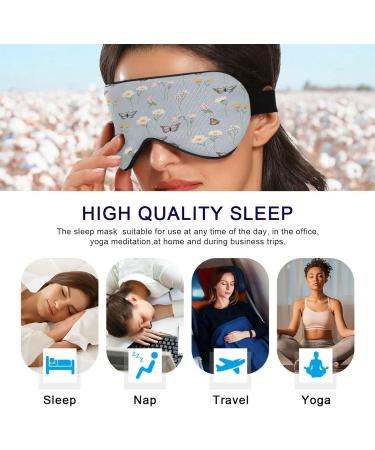 WELLDAY Butterfly and Wildflowers Sleep Mask - Soft Comfort Eye Shade Cover for Men and Women - Adjustable Strap for Complete Blockout Light - Buy Online on SooperMarket.com