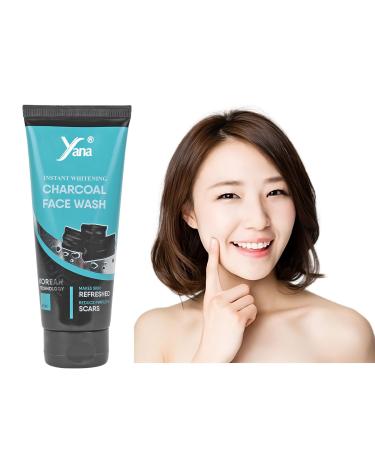 Yana Instant Whitening Activated Charcoal Face Wash & Cleanser for Men & Women Organic Formula for Deeply Unclogging Pores & Detoxifying Skin with Pure Carbon Salicylic Acid & Glutathione 60ml