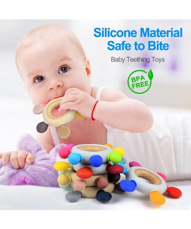 Arudyo Silicone Rudder Teether with Wooden Ring for Babies - BPA Free, Soothing Teething Toy (Khaki) - Buy Online on SooperMarket.com