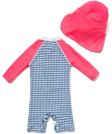 BONVERANO Baby Girls Swimsuit UPF 50+ Long-Sleeve Zipper One Piece, Blue/White, 2-3 Years - Buy Online on SooperMarket.com