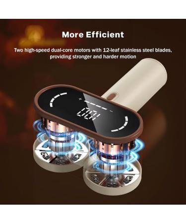 Rechargeable Lint Shaver - Dual Motor Fabric Defuzzer with 12-Leaf Blades Digital Display & 4 Speeds for Clothes & Sofas (Cream - Buy Online on SooperMarket.com