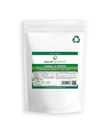 Special Ingredients Vanilla Bean Pods x20 Grade A Bourbon Variety Premium Quality Extra Large 16cm Plus Vegan Non GMO - Recyclable Pouch