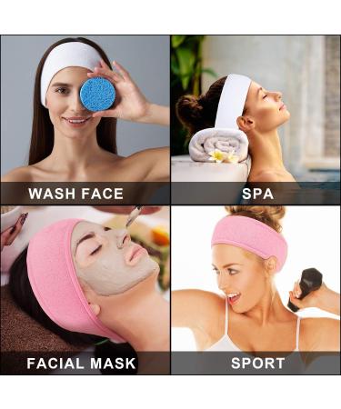 Quesuc Spa Facial Headband Make Up Wrap Head Terry Cloth Headband Adjustable Towel for Face Washing Shower 3 Pieces (White Black Pink) - Buy Online on SooperMarket.com