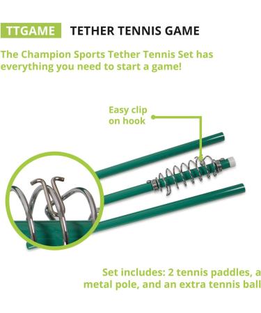 Champion Sports TTGAME Tetherball Tennis Swingball Outdoor Game for Kids & Adults - Backyard Tether Kit with Tennis Ball and Paddle Set - Buy Online on SooperMarket.com