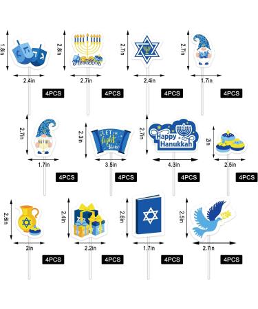 Whaline 48Pcs Happy Hanukkah Cupcake Topper Menorah Star Gnome Cupcake Picks Blue Chanukah Food Picks for Cake Decoration Party Supplies - Buy Online on SooperMarket.com