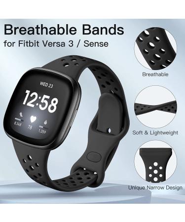 Laffav Slim Soft Silicone Sport Bands for Fitbit Versa 3 & Sense - Small, Black/Pine Green/Purple/Blue Gray - Men and Women Replacement Wristband - Buy Online on SooperMarket.com