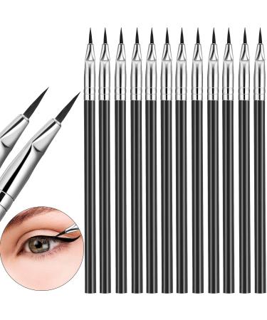 12 Pieces Angled Eyeliner Brush Tint Brush Gel Liquid Thin Makeup Tapered Brush Fine Bent Angle Lightweight for Quick Makeup Tool