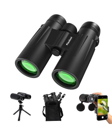 Usogood 12X50 Binoculars for Adults with Tripod, Waterproof Compact Binoculars for Bird Watching, Hiking, Traveling, Hunting and Sports Events, Smart Phone Adaptor for Photography Dull Black