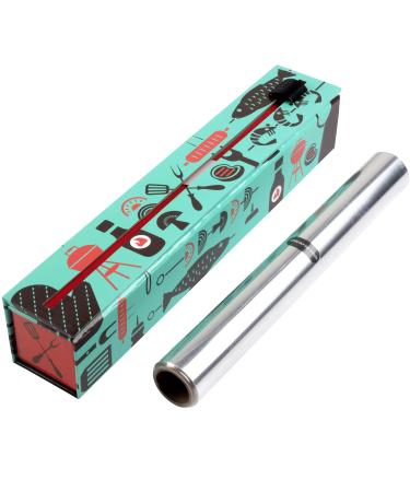 ChicWrap BBQ Tools Foil Dispenser with 12" x 30' Roll of Professional Aluminum Foil - Reusable Dispenser with Slide Cutter Silver