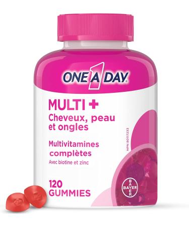 One A Day Multi+ Hair Skin & Nails Multivitamin Gummies - Daily Vitamin Plus Support For Healthy Hair Skin And Nails With Biotin And Vitamins A C E And Zinc For Women and Men 120 Gummies - Buy Online on SooperMarket.com