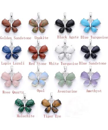 Crystal Rough Natural Quartz 1pc Butterfly Formed Pendant Amethyst Natural Crystals Tiger Eye geman Opal Stone for Women Gift Necklace Jewelry (Size : Tiger Eye) - Buy Online on SooperMarket.com
