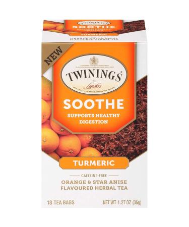 Twinings Soothe Herbal Tea Turmeric Orange and Star Anise Caffeine Free 18 Tea Bags 1.27 oz (36 g)