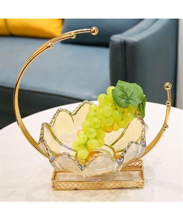 Kitchen Countertop Fruit Rack Fruit Basket Crystal Glass Elegant Fruit Basket with Alloy Holder Fruit Dessert Snacks Bowl Serving Bowl for Counter Fruit Trays for Party Onecolor - Buy Online on SooperMarket.com