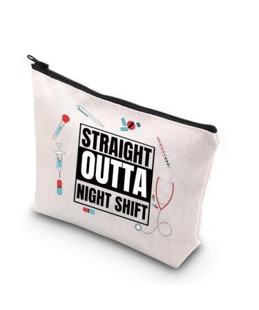 VAMSII Night Shift Nurse Gift Straight Outta Night Shift Night Doctor Gift Nursing Cosmetic BagCase(Night shift)