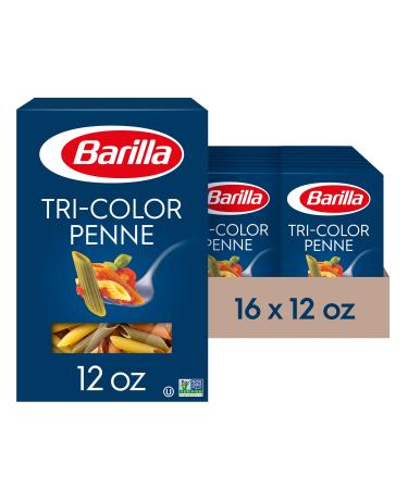 Barilla Tri-Color Penne Pasta, 12 oz. Box (Pack of 16) - Non-GMO Pasta Made with Durum Wheat Semolina - Italy's #1 Pasta Brand - Kosher Certified Pasta