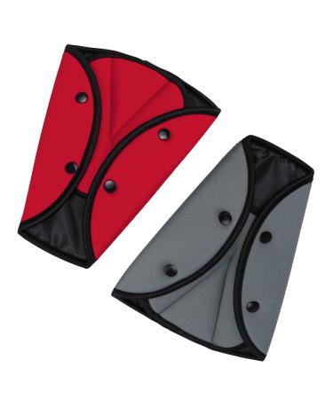 Hysagtek 2Pcs Seat Belt Adjusters Pads Seat Belt Safety Covers Device Protector Seat Belt Positioner (Red + Grey)