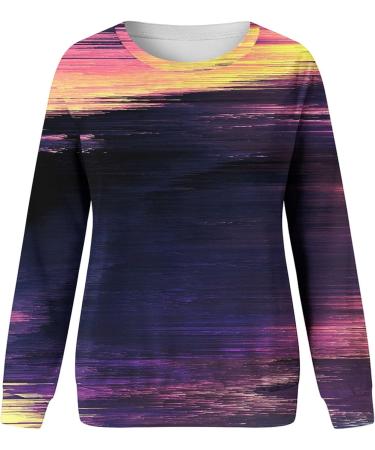 Women's Tie Dye Long Sleeve Sweatshirt - Casual Lightweight Pullover Blouse in Purple - Buy Online on SooperMarket.com