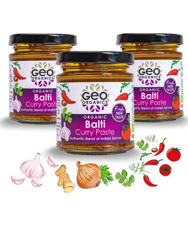 Geo Organics Balti Curry Paste | Organic Curry Paste | 180G | Serves 4 | Vegan Friendly | Authentic Restaurant Recipe Base Pack of 1 Balti Curry Paste 180g (Pack of 1) - Buy Online on SooperMarket.com