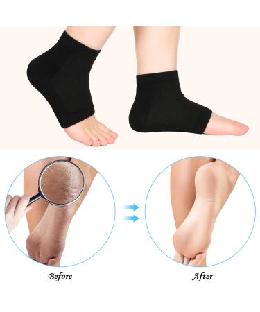 Soft Gel Heel Socks for Dry Hard Cracked Skin - Moisturizing Day/Night Care - 3 Pairs (Black) | Ventilated Open Toe Design - Buy Online on SooperMarket.com