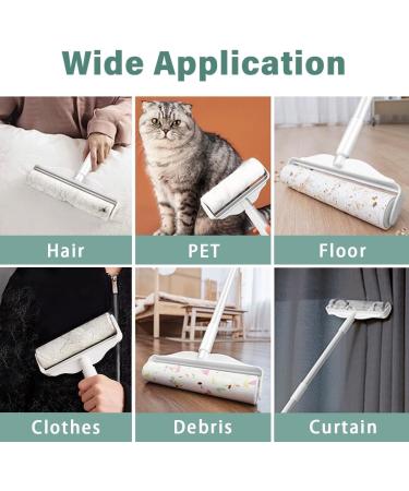 9.5'' Large Sticky Lint Roller with Long Handle - Pet Hair Remover for Furniture, Clothes, Carpet, Curtains - Buy Online on SooperMarket.com