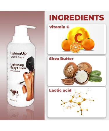 LightenUp Lactic Acid Lotion 13.5oz | AHA Body Cream for Dark Spot Reduction | with Shea Butter | For Women and Men - Buy Online on SooperMarket.com