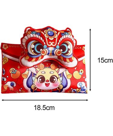 Harilla Hong Bao Red Packets Gift Packets Hongbao Lucky Money Chinese Lunar New Year Red Envelopes for Spring Festival Graduation Lion Head 18.5x15cm - Buy Online on SooperMarket.com