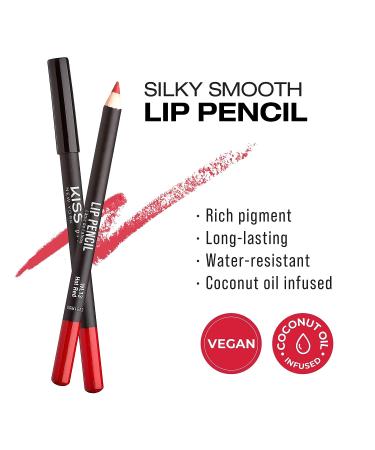 kiss new york Professional Slim Lip Pencil - Creamy Soft, Smooth & Long-Lasting Hot Red Lip Liner - Water-Resistant Lip Crayon for Natural Lip Makeup - Buy Online on SooperMarket.com