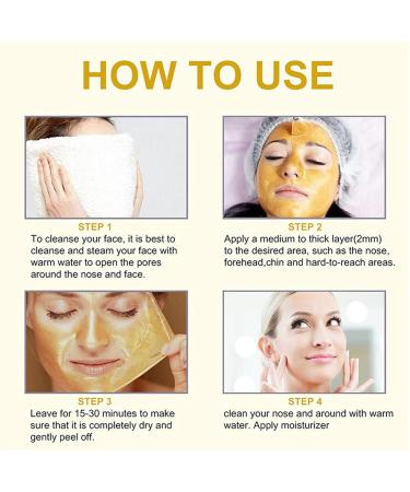 24K Gold Peel Off Mask | Anti-Aging Firming Face Mask with Hyaluronic Acid & Collagen | Deep Cleansing Moisturizing Removes Blackheads | 120g - Buy Online on SooperMarket.com