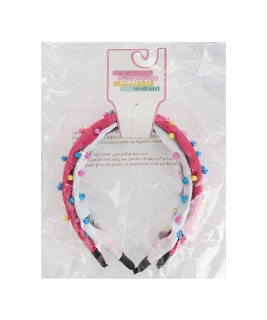 Cudlie Confetti Colorful Neon Bead Headband Set for Girls - Pull Free Kids Accessories for Thick, Curly Hair in Pink/White - Buy Online on SooperMarket.com