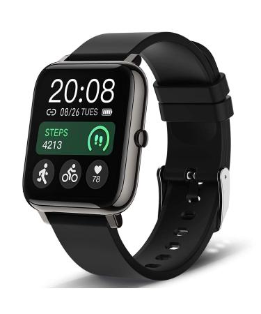 Popglory Smart Watch, Smartwatch with Blood Pressure, Blood Oxygen Monitor, Fitness Tracker with Heart Rate Monitor, Full Touch Fitness Watch for Android & iOS for Men Women Black