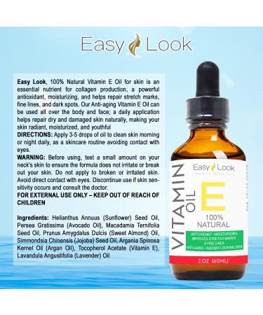 Vitamin E Oil Serum - Antioxidant Moisturizing Anti-Aging Formula for Stretch Marks & Fine Lines | 100% Natural | 2oz - Buy Online on SooperMarket.com