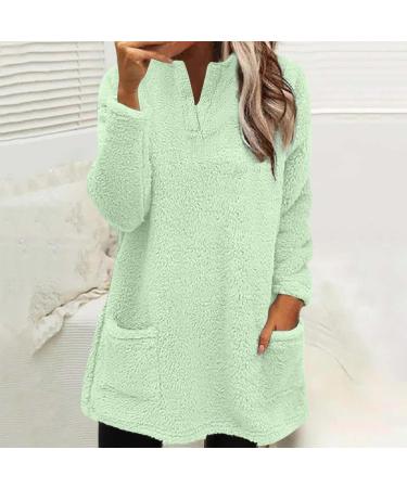 AMhomely Women's Plus Size Double Fleece Hoodie | V Neck Soft Fleece Sweatshirt | Green XL - Buy Online on SooperMarket.com