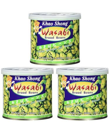 Khao Shong Dick Beans with Wasabi crunchy beans in a sharp dough coat low -fat alternative to nuts medium sharpness (1 x 140 g can) (pack with 3) thick beans with wasabi 140 g (3 Pack)