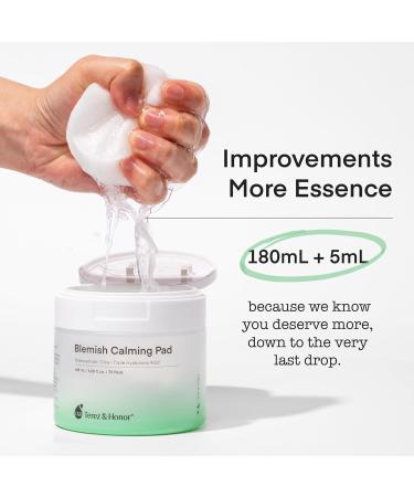 Terez & Honor Blemish Calming Toner Pads - Korean Facial Cotton Toner with Centella Asiatica Niacinamide & Hyaluronic Acid - 180 Pads + 5mL Bonus - Buy Online on SooperMarket.com