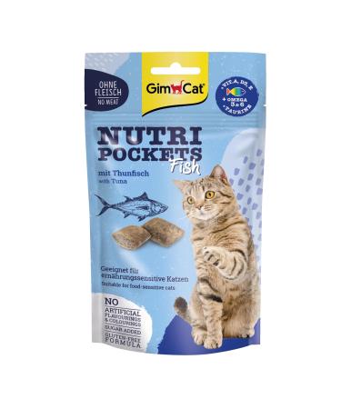 GimCat Nutri Pockets Fish Tuna - Crispy cat snack with functional ingredients - 1 bag (1 x 60 g)