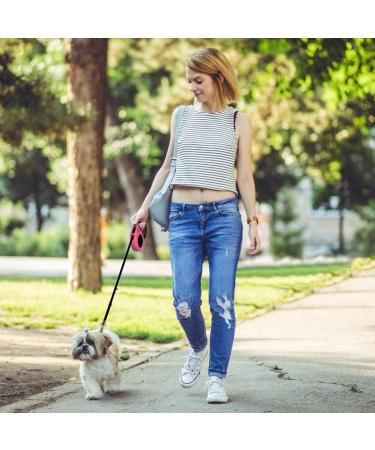 360 Tangle-Free Retractable Dog Lead | Adjustable Harness Leash for Medium Small Pets | Non-Slip Handle | Extendable Nylon | Ideal for Training Walking Jogging | 5M/16FT | 15-20KG | Pink - Buy Online on SooperMarket.com