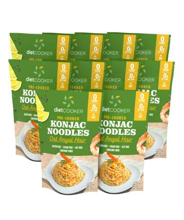 Shirataki Noodle, DIET COOKER Premium Konjac Noodle 10 Pack Inside, Keto & Vegan Friendly, 9.52 oz, Odor Free, Low Calorie Pasta, Zero Net Carbs, Healthy Diet Food - Oat Angel Hair