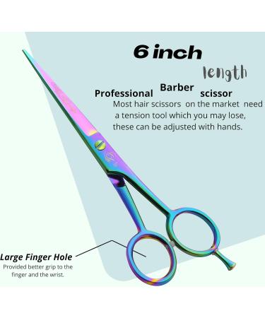 Glamified Glam Rainbow 6" Hairdressing Scissor for Professional Hairdressers Barbers Stainless Steel Hair Cutting Shears - for Salon Barbers Men Women Children and Adults - Buy Online on SooperMarket.com