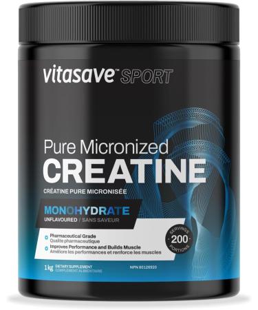 Vitasave Creatine Monohydrate Powder - Creatine Supplement For Performance & Muscle Gains - Pure & Ultra-Fine Powder for Enhanced Absorption - Fitness Essential for Athletes & Bodybuilders - Made in Canada (1000g) - Buy Online on SooperMarket.com