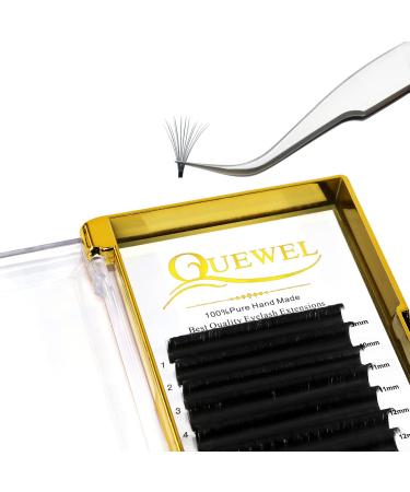 Easy Fan Lashes 0.12D Curl Mix9-16mm QUEWEL Easy Fan Russian Lashes 2D-20D Volume Lash Extensions Self Fanning Eyelash Extensions Easy Fan Volume Lashes Automatic Blooming (0.12D Mix9-16mm) 9 - 16 mm 0.12-D Curl