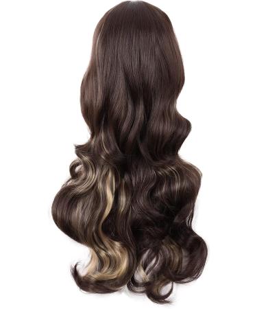 MapofBeauty 28 Inch Charming Women Side Bangs Long Curly Synthetic Wig (Brown Mixed Blonde) - Buy Online on SooperMarket.com