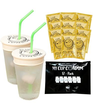 My Cup Cover Drink Protection Cap (12 Pack) - The Original Cup Cover for Drink Spiking Prevention - 12 Individually Wrapped, Reusable, Latex Drink Covers with Straw Hole, Fits All Cup Sizes 12 Count (Pack of 1)