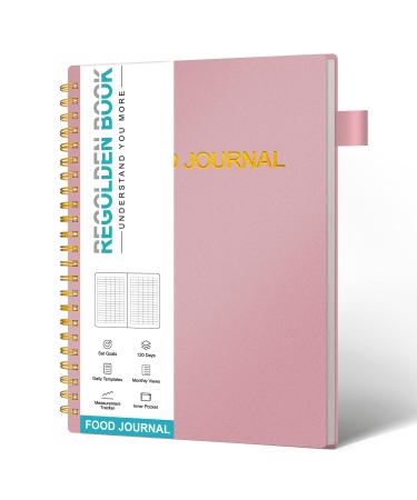 Regolden-Book Fitness Workout Journal for Women & Men, Undated Weight Loss Tracker Journal, A5 Fitness Workout Planner Notebook, 52 Weeks Workout Log Book with Pen Loop, Home Gym Accessories 6 x 8.5 " Food Journal-Pink