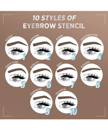 Double Eyebrow Stamp Kit | 10 Eyebrow Stencils for Perfect Shaping | Natural & Dark Brown Makeup Set - Buy Online on SooperMarket.com