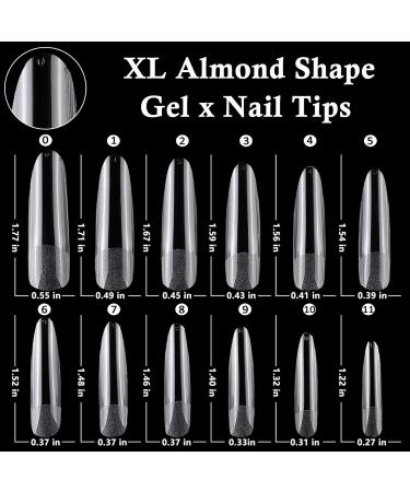 Buy LoveOurHome 240pc XXL Almond Gel x Nail Tips - Extra Long Clear Stiletto & Oval Fake Nails - 12 Sizes Full Cover Artificial Nails for Extensions & Press-On Styles - International Shipping Available - Buy Online on SooperMarket.com