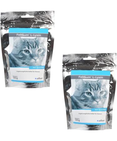 Alfavet FeliGum L-Lysine Double Pack for Cat Flu | 2 x 120g Chew Drops Supplementary Feed for Cats - International Shipping Available - Buy Online on SooperMarket.com
