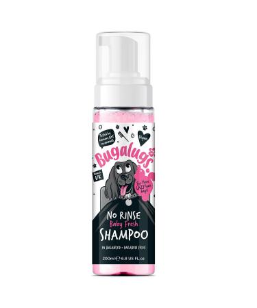 Bugalugs No Rinse Baby Powder Dog Shampoo Dog coat Dry shampoo quick dog bath for dogs for itchy dog skin relief. Puppy Professional groom baby powder dog spray foam Baby Fresh 200ml