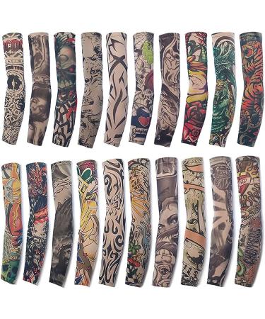 Kirozanny 12pcs Art Fake Temporary Tattoo Sun Protection Compression Arm Sleeves - Random Color - Buy Online on SooperMarket.com